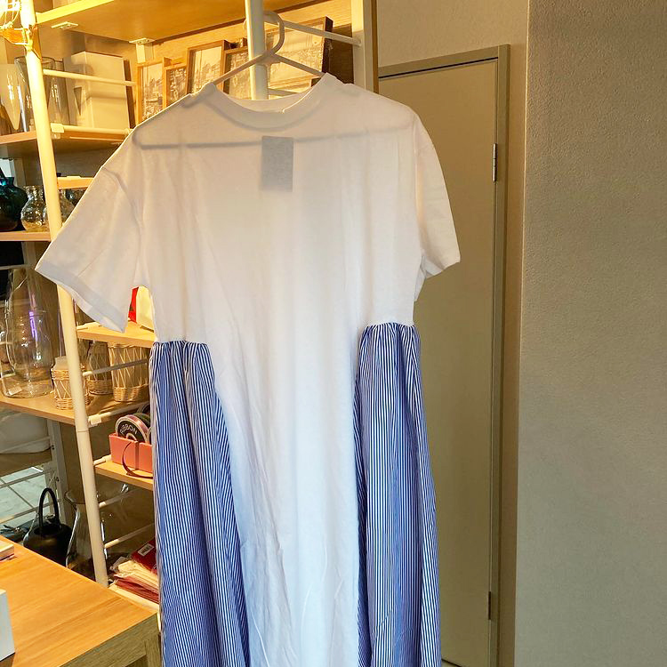 サイドシャツストライプワンピース ホワイト 3,960円